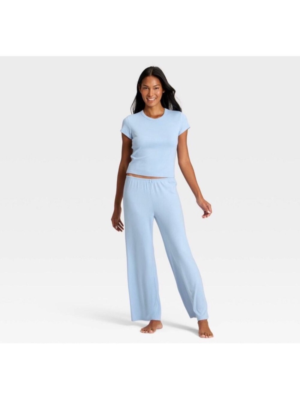Women’s Soft Ribbed Pajama Pants Auden Light Blue